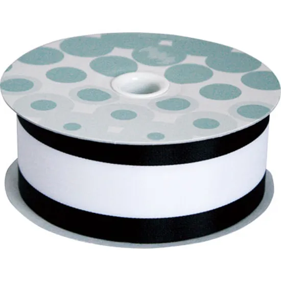 黒耳 リボン 巾38mm×20M巻 7巻 黒白 ヘリ耳 白黒 黒 かご盛り 葬儀 葬式 仏 仏事 ラッピング ロール 篭 法事 飾り 装飾 フルーツ 果物 盛り合わせ 篭盛り ストライプ 【オリカ】