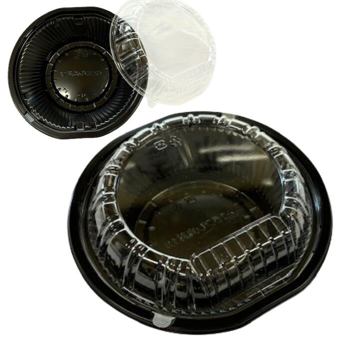 セット】CZ ラプレ 丸丼 19 BS黒 透明蓋セット【50枚】189×183×45(蓋23
