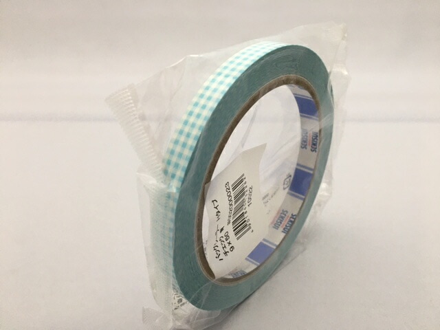 バックシーラーテープ Hタイプ 9×50 チェック 青 幅9mm×長50M巻【20巻