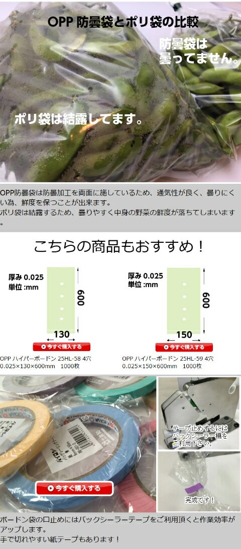 OPP ハイパーボードン 25HL-58【4穴】 0.025×130×600mm 【1000枚
