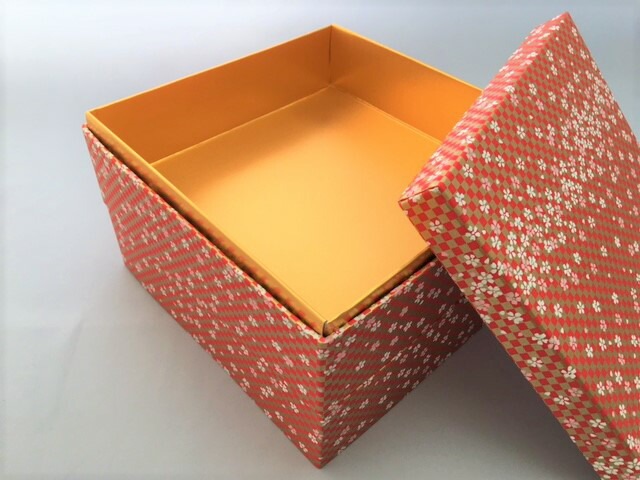 紙重箱 6.5寸 2段 赤 セット【1セット 本体2個+蓋1個】 200×200×高