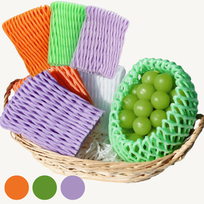 ぶどう向け フルーツキャップ KNW-13 ゴム無 グリーン オレンジ ムラサキ ダブル 13cm 【100個】 バイオプラスチック 果物 緩衝材 保護材 発泡 ネット マスカット シャインマスカット ぶどう 梨 キャップ フルーツ 網 輸送 衝撃 守る 保護 振動 ピオーネ ぶどう600g