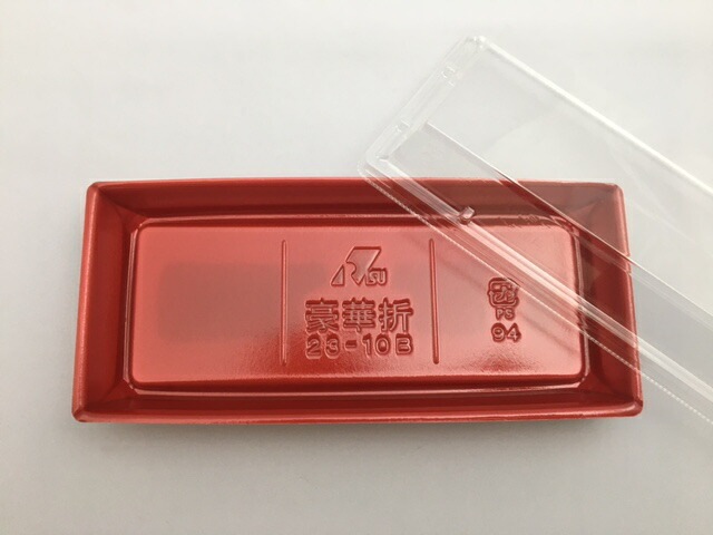 (800枚) 刺身容器 豪華折 23-10B 桐木目朱 リスパック 00739898