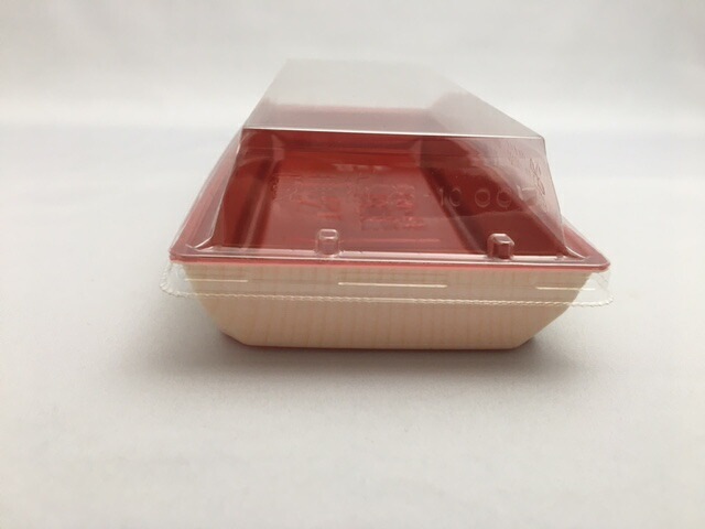 (800枚) 刺身容器 豪華折 23-10B 桐木目朱 リスパック 00739898