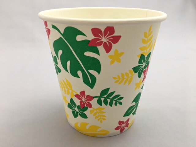 紙製 紙 氷カップ Nハワイアン G/Y 50個 容量 400ml 口径93×高さ92×底 