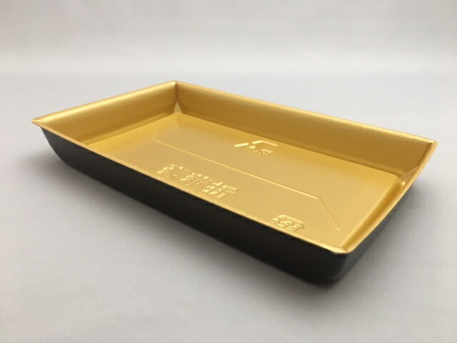 刺身容器【セット】 豪華折 2-4B 黒純金 セット【50枚】テイクアウト 使い捨て 容器 ハレの日 祝い 197×121×26mm 弁当箱 外嵌合 洋食 レストラン 食堂 寿司8貫 寿司 精肉 和菓子 米飯 豪華 売場 テイクアウト 刺身 正月 年末