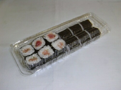 フードパック 巻寿し １浅 216×82×34mm 【100枚】 デンカポリマー 惣菜 容器 透明 パック 使い捨て テイクアウト お持ち帰り 太巻き 寿司 ホットドック 業務用 プロ用 文化祭 学園祭 デリバリー 宅配 おしゃれ 使い捨て食器 使い捨て皿 器