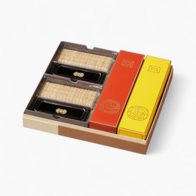 特撰詰め合わせ 貼り箱(カステラ・オランダケーキ小切れ0.6号各1本 / 手づくり最中8ヶ入2箱)