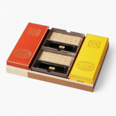 特撰詰め合わせ 貼り箱(カステラ・オランダケーキ小切れ1号各1本 / 手づくり最中8ヶ入2箱)