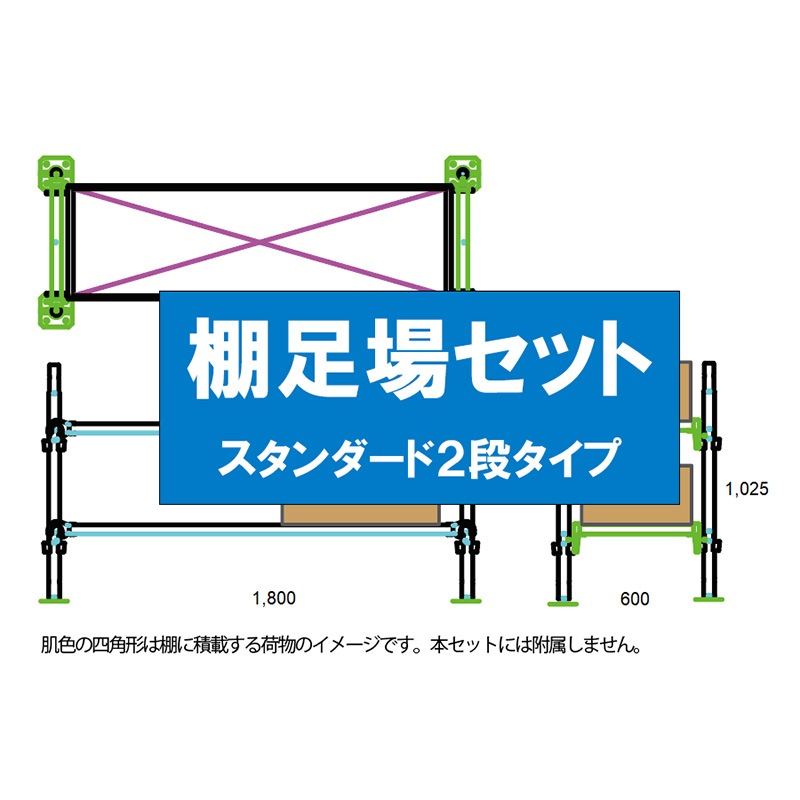 棚足場セット スタンダード2段タイプ（幅1800×奥行600×2段タイプ