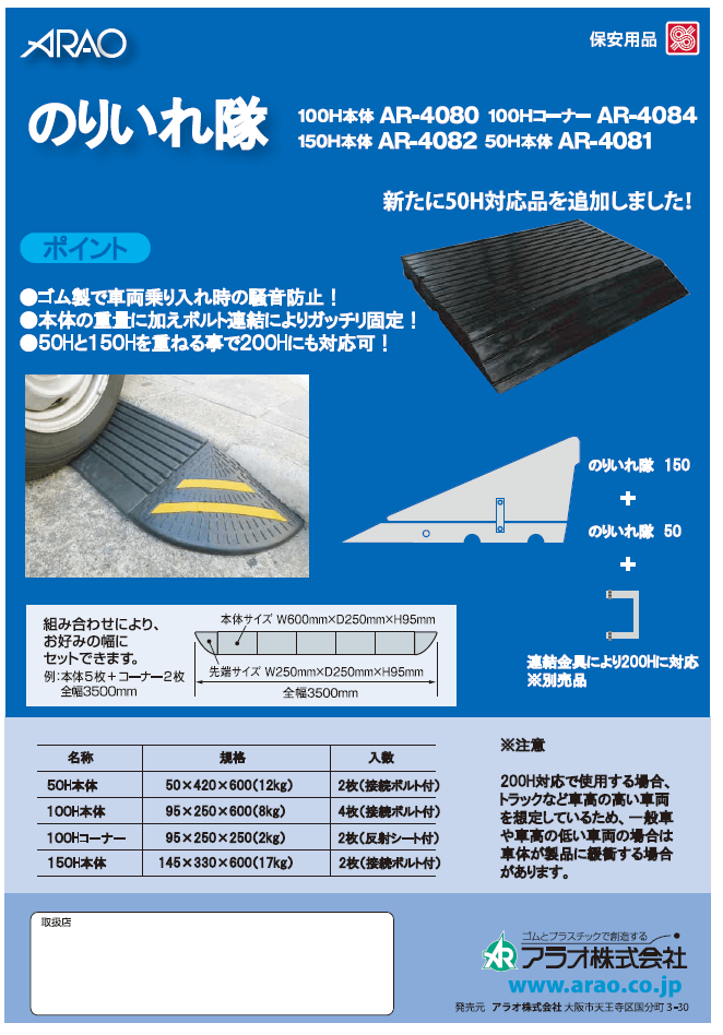 段差解消ゴムスロープ のりいれ隊 コーナー150H（145×330×330） アラオ [送料無料]