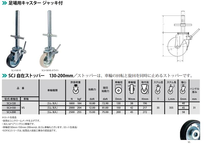 Φ150 ジャッキ付きキャスター SCJ150 VS 4本セット