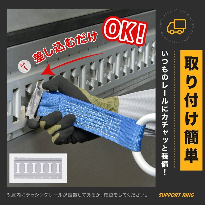 サポートリング ラッシングレール取付式手掛りリング 転落防止対策 ウイング車用 [送料無料]