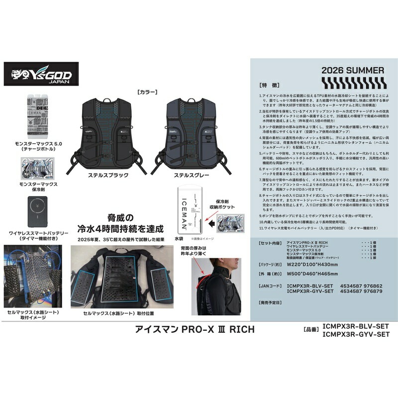 アイスマンPRO-XⅢ リッチ ターポリン製 バッテリー+保冷剤セット［送料無料］