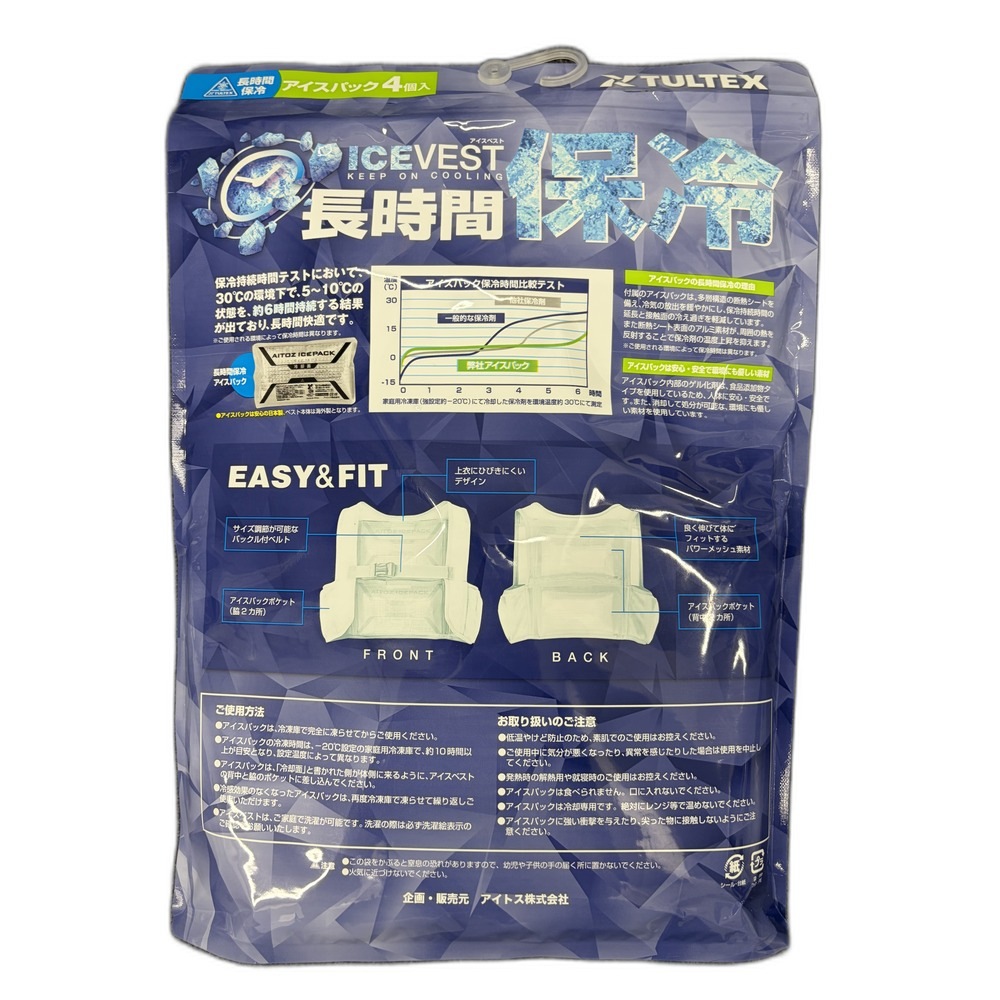 【在庫限り】アイスベスト ICEVEST アイスパック（保冷剤）4個セット シルバーグレー 3サイズ