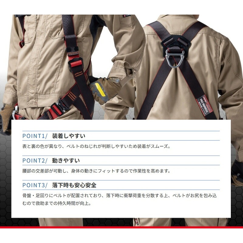 レヴォハーネス フルハーネス 表ブラック 裏グレー TH-508-OT 藤井電工 ［送料無料］