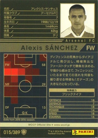 16-17 / 015】アレクシス・サンチェス | WCCF,WCCF【通常弾