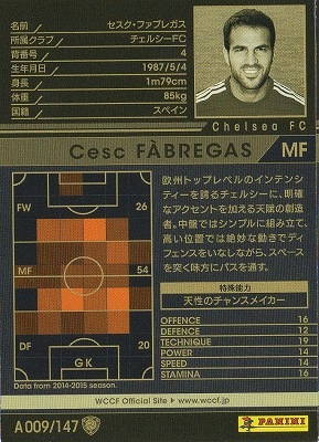 【現地購入】アーセナル セスク・ファブレガス　サイズ M 14-15OE / A009】セスク・ファブレガス | WCCF,WCCF【通常弾