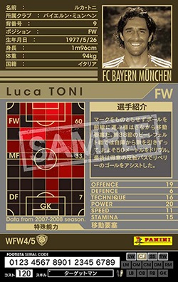 FOOTISTA 変換済み】 【07-08 WFW4】ルカ・トニ | WCCF FOOTISTA