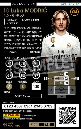 ランクアップ済み】【F19-1 027-R】ルカ・モドリッチ ☆7 SO