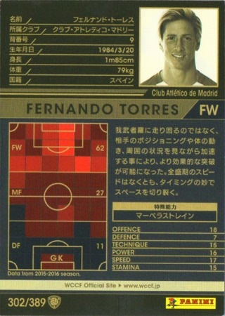 16-17 / 302】フェルナンド・トーレス | WCCF,WCCF【通常弾】,WCCF