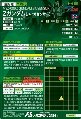 キズ格安】VEB03-003 Zガンダム（バイオセンサー）【VE】 | 機動戦士