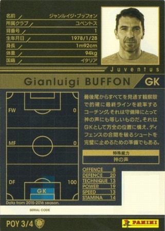 ☆【16-17 / POY 3】ジャンルイジ・ブッフォン | WCCF,WCCF【通常弾