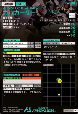 VE03-030 カバカーリー R | 機動戦士ガンダム アーセナルベース,通常弾