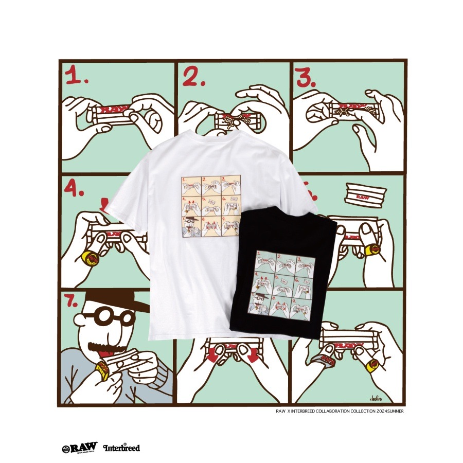 INTERBREED : RAW x INTERBREED “How to roll SS Tee” artwork by cleofus