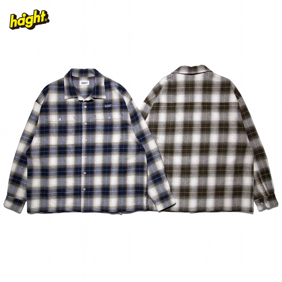 HAIGHT : OMBRE CHECK OPEN COLLAR SHIRT