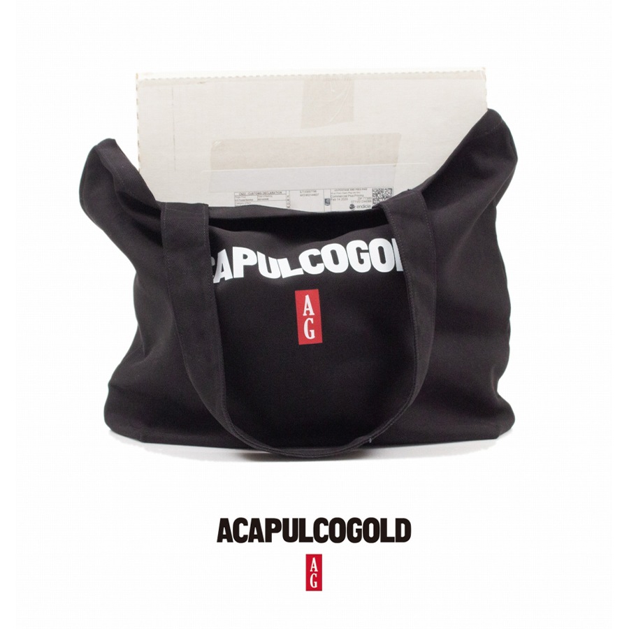 ACAPULCO GOLD : BLACK LABEL LOGO CANVAS TOTE BAG