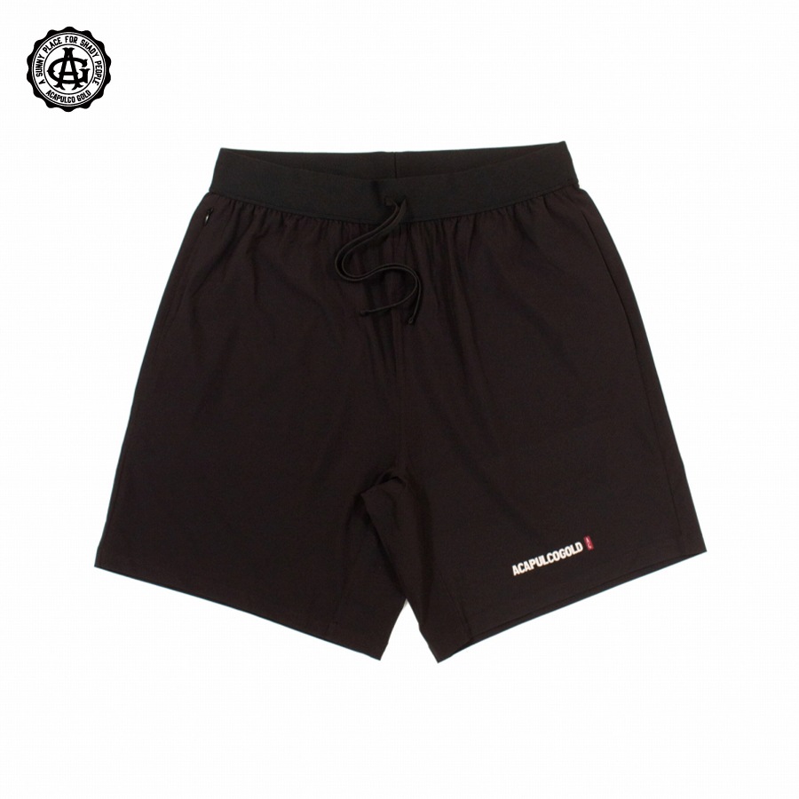 ACAPULCO GOLD : BLACK LABEL LOGO ACTIVE SHORTS