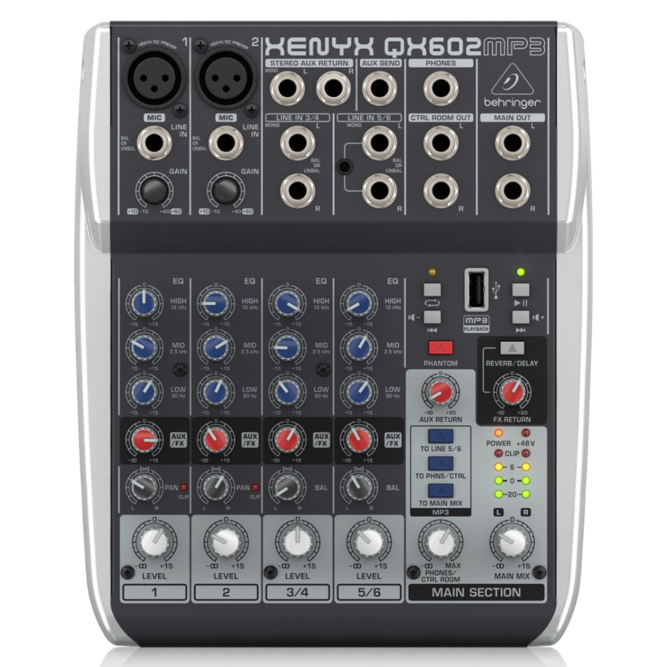 BEHRINGER QX602MP3 XENYX エフェクト内蔵6chアナログミキサー