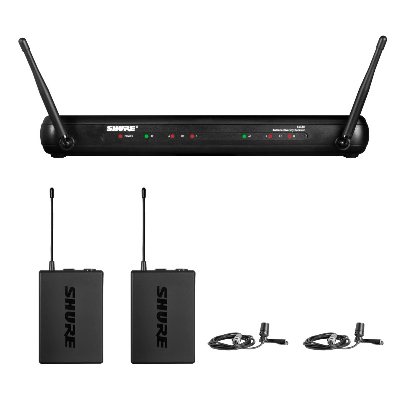 配信機器・PA機器・レコーディング機器 SHURE SVX188/CVL + WA310 Shure SVX188/CVL ワイヤレスマイク・2本セット SVX188J/CVL-JB1