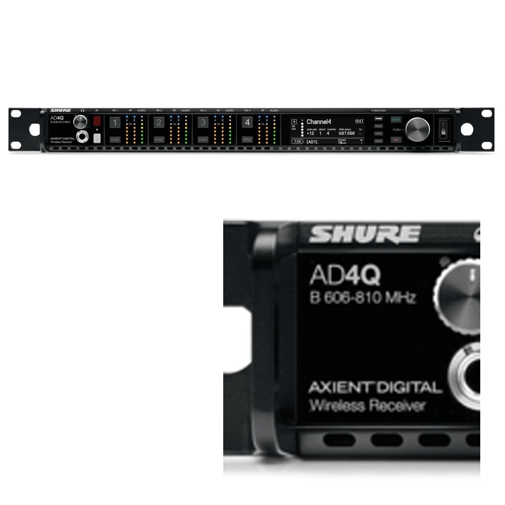 アマチュア無線受信機マイク Shure AD4QJ-A 4chワイヤレスマイク受信機 AD4QJ=-A | Hibino.com