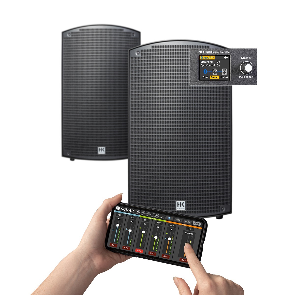 smartor スピーカー HK AUDIO SONAR 115 Xi パワードPAスピーカー ペア スピーカースタンド