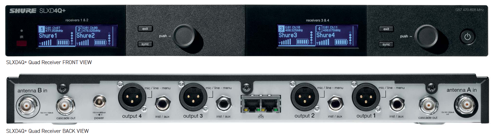 Shure SLXD4Q+J=-JB 4chワイヤレスマイク受信機 SLXD4Q+ | Hibino.com