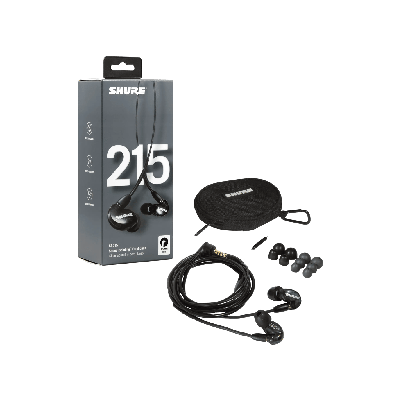 SHURE SE215-K-A BLACK イヤホン モニターイヤホン Shure SE215-K-A プロフェッショナル高遮音性イヤーモニター (イヤモニ