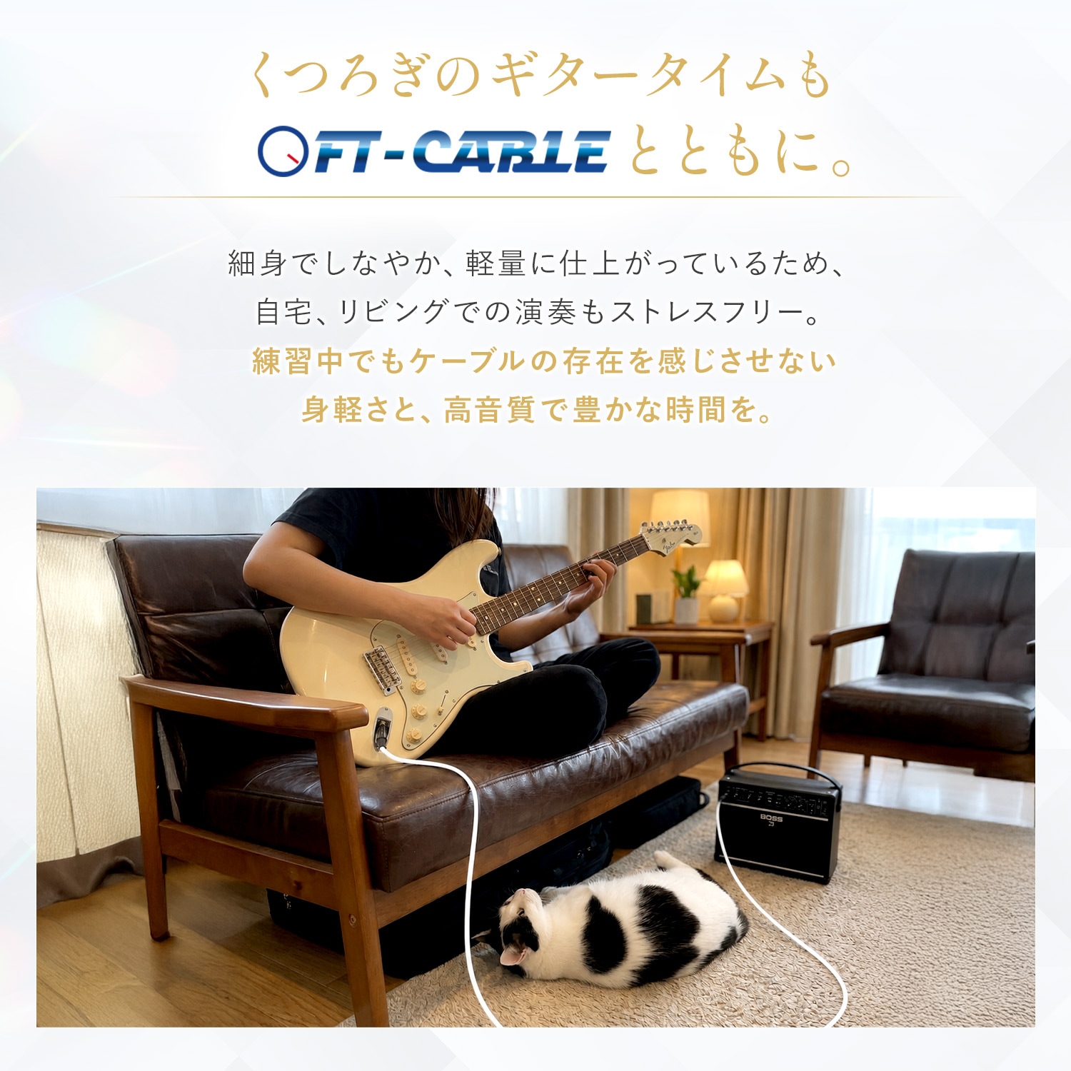 FT-CABLE S-S楽器用シールドケーブル ギターシールド(ストレート標準