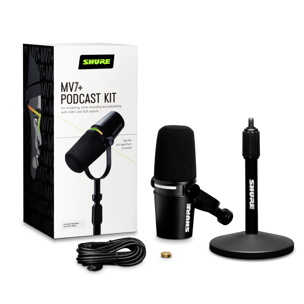 SHURE MV7 マイク 三脚スタンド ケーブル付き　ライブ配信YouTube SHURE MV7 マイク 三脚スタンド ケーブル付き ライブ配信YouTube