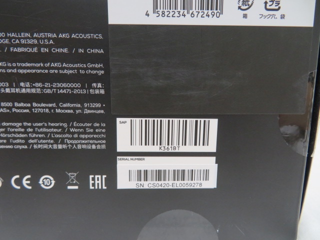 AKG K361-BT-Y3 Bluetooth 密閉型ワイヤレスヘッドホン メーカー再生品