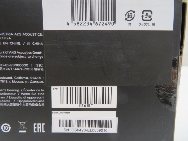 AKG K361-BT-Y3 Bluetooth 密閉型ワイヤレスヘッドホン メーカー再生品