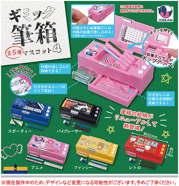 ギミック筆箱マスコット4 全5種セット（カプセル）【３月予約】