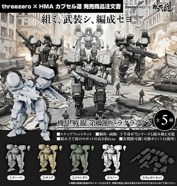 機甲戦線 1/100スケールプラキット第1弾 パラクラックス 全5種セット（カプセル）【7月予約】