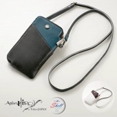 本革 お財布ポシェット スマホポシェット お財布ショルダー スマホショルダー レディース メンズ ラムレザー 黒蝶貝 Shell 羊革 AH-142