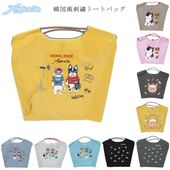 韓国風刺繍 トートバッグ 猫柄<br>Apple&Pie エコバッグ かわいい 3way 大容量 軽量 撥水加工