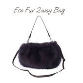 ふわっと上品、2WAYで楽しむ秋冬スタイル<br>2WAYバッグ エコファー フェイクファー ハンドバッグ ショルダーバッグ グレー レディース ギフト プレゼント