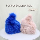 トートバッグ ファーバッグ ショッパーバッグ フォックスファー リアルファー ピンク ブルー レディース 送料無料 ギフト プレゼント