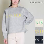 長袖 カットソー フロッキー加工ロゴ プルオーバー シンプル スウェット EGLANTINE NR-501474H1
