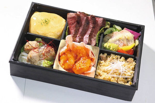 オマールの旨味たっぷり特製エビチリとオーガニックステーキの贅沢弁当